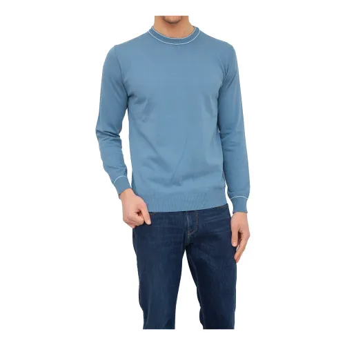 Eleventy , Round Neck Sweater ,Blue male, Sizes: