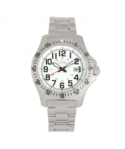 Elevon Mens Aviator Bracelet Watch w/Date - White Stainless Steel - One Size