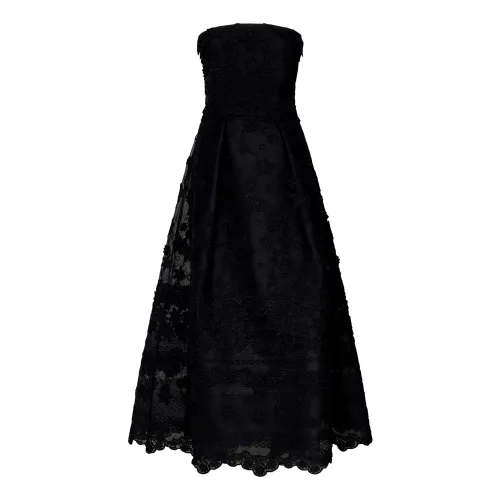 Elie Saab , Black Floral Embroidered Dress ,Black female, Sizes: