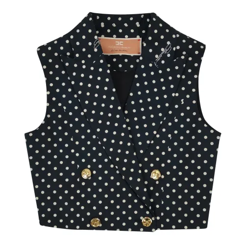 Elisabetta Franchi , Baby Girl Double-Breasted Print Vest ,Black female, Sizes:
