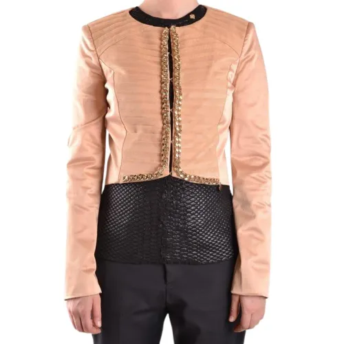 Elisabetta Franchi , Beige Leather Jacket ,Beige female, Sizes: