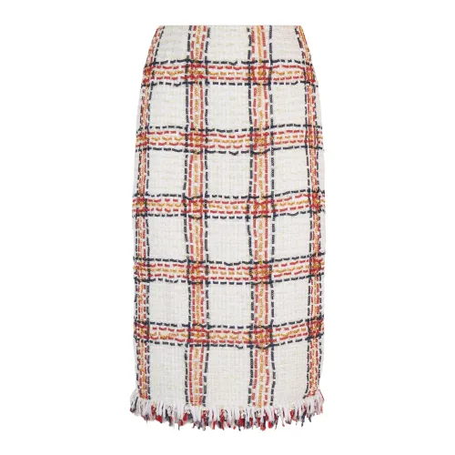 Elisabetta Franchi , Beige Tweed Check Longuette Skirt ,Multicolor female, Sizes: