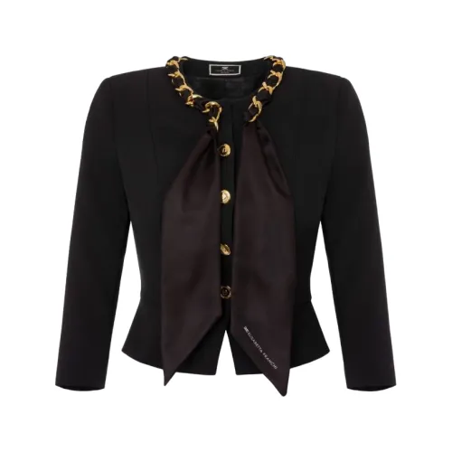 Elisabetta Franchi , Black Jackets with Golden Buttons ,Black female, Sizes: