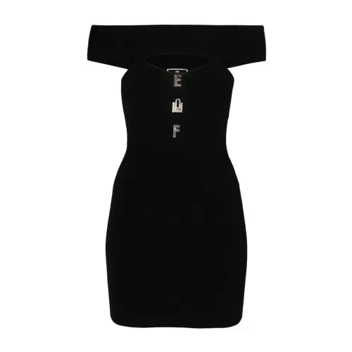 Elisabetta Franchi , Black Knit Dress Abito DI Maglia ,Black female, Sizes: