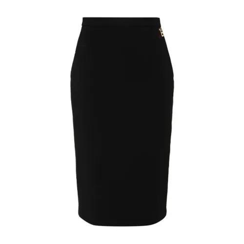 Elisabetta Franchi , Black Midi Skirt with Charms ,Black female, Sizes: