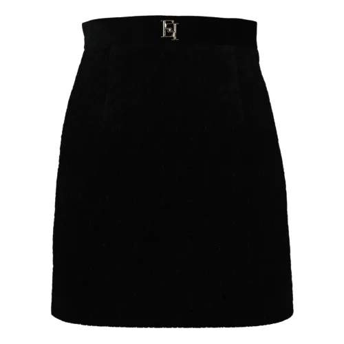 Elisabetta Franchi , Black Velvet Mini Skirt ,Black female, Sizes: