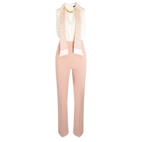 Elisabetta Franchi , Chic Playsuit with Double Crêpe Stretch Pants ,Pink female, Sizes: