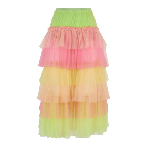 Elisabetta Franchi , Colorful Tulle Skirt with High Waist ,Multicolor female, Sizes: