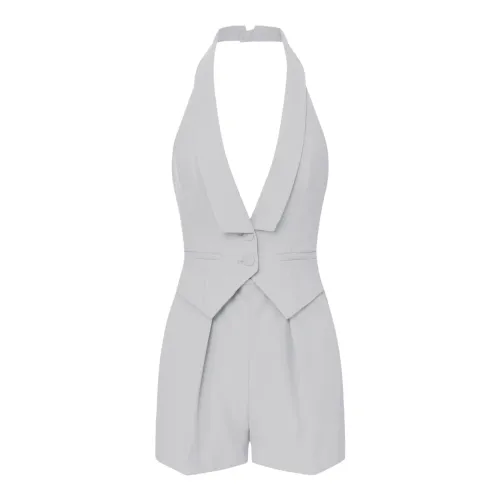 Elisabetta Franchi , Crepe Jumpsuit with Vest ,Gray female, Sizes:
