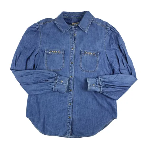 Elisabetta Franchi , Denim Shirts for Kids with Long Puff Sleeves ,Blue female, Sizes: