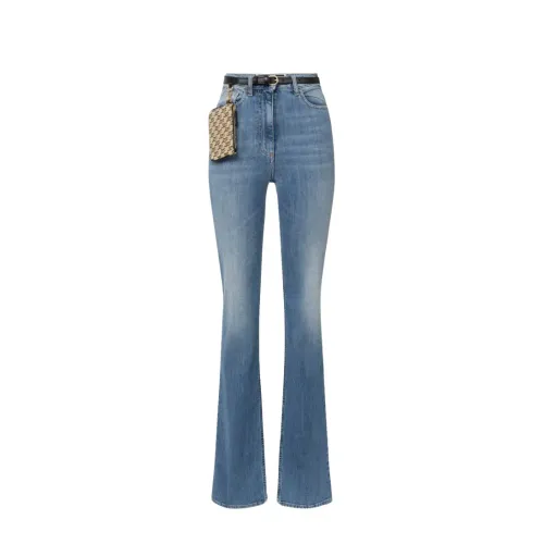 Elisabetta Franchi , Flared Jeans With Embroidery ,Blue female, Sizes:
