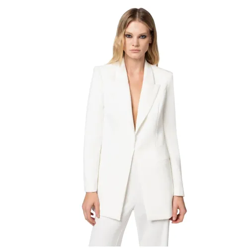 Elisabetta Franchi , Fluid Crêpe Suit with Flared Trousers ,White female, Sizes: