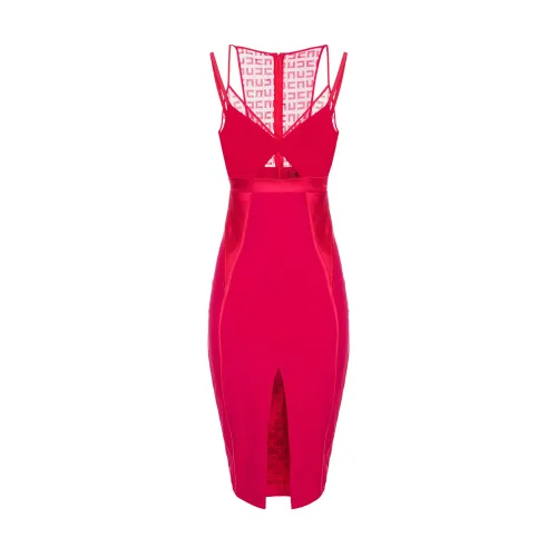 Elisabetta Franchi , Fuchsia Lace Insert Bodycon Dress ,Pink female, Sizes: