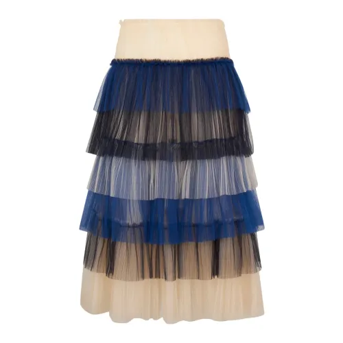 Elisabetta Franchi , High-Waisted Cobalt Tulle Skirt ,Multicolor female, Sizes: