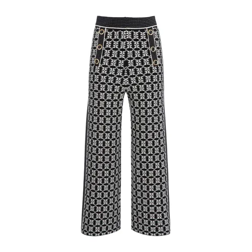 Elisabetta Franchi , High-waisted Palazzo Trousers in Black ,Black female, Sizes: