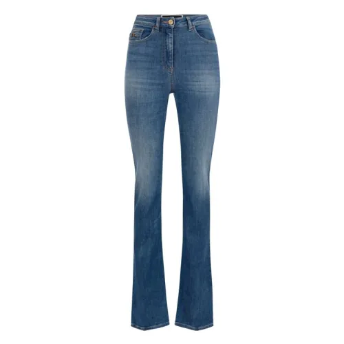 Elisabetta Franchi , High-waisted Stretch Cotton Flare Jeans ,Blue female, Sizes: