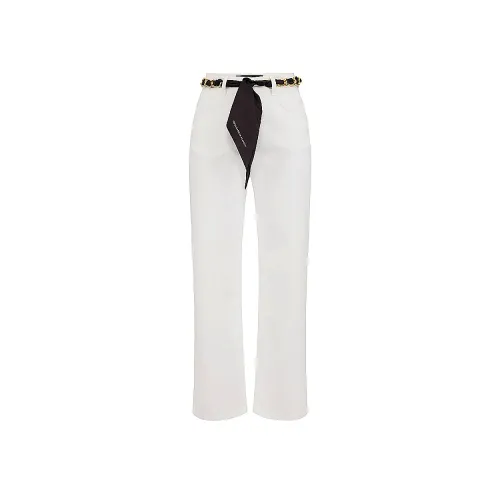 Elisabetta Franchi , Ivory Cropped Palazzo Jeans with Scarf Belt ,White female, Sizes: