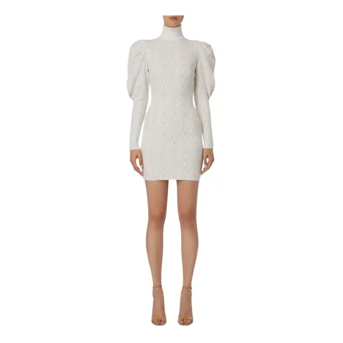 Elisabetta Franchi , Knitted Mini Dress for Women ,White female, Sizes:
