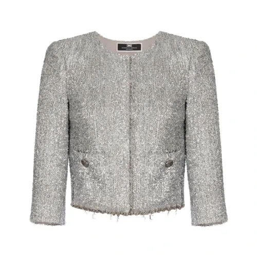 Elisabetta Franchi , Leather Jackets ,Gray female, Sizes: