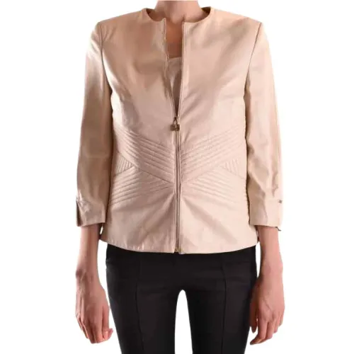 Elisabetta Franchi , Light Leather Jacket ,Beige female, Sizes: