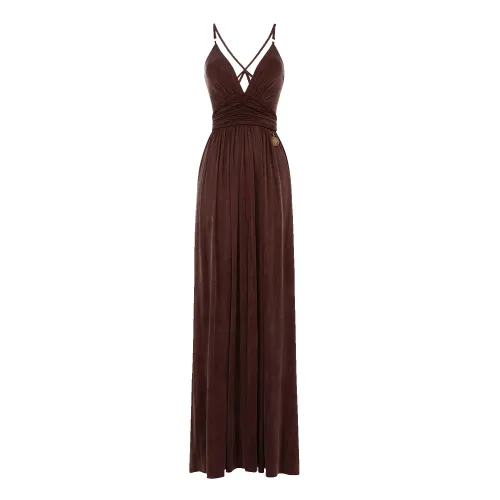 Elisabetta Franchi , Luxury Brown Party Dress ,Brown female, Sizes: