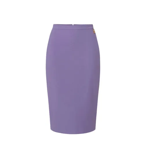 Elisabetta Franchi , Midi Skirt with French Pockets ,Purple female, Sizes: