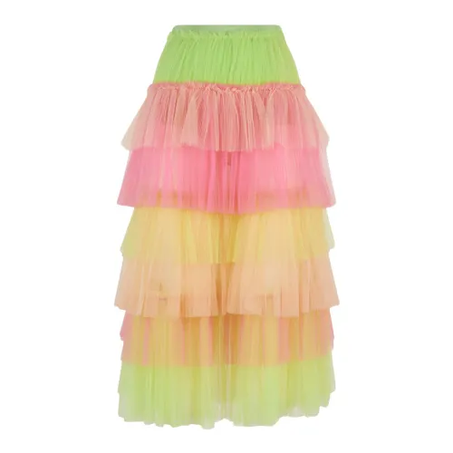 Elisabetta Franchi , Multicolored Tulle Skirt with High Waist ,Multicolor female, Sizes: