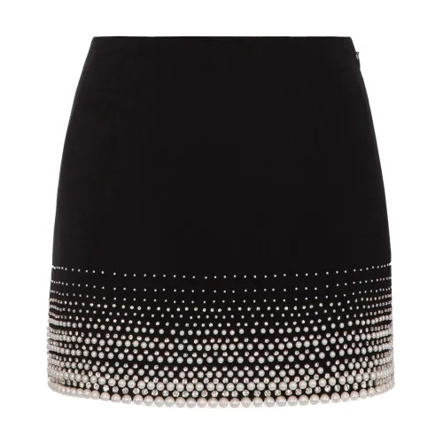 Elisabetta Franchi , Pearl Embroidered Crepe Skirt ,Black female, Sizes: