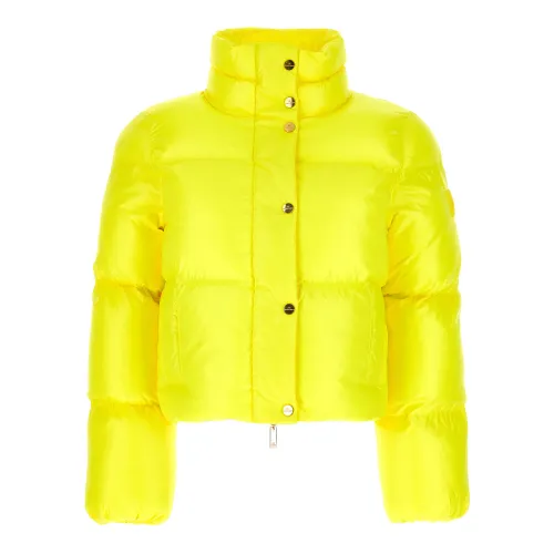 Elisabetta Franchi , Satin Crop Puffer Jacket ,Yellow female, Sizes:
