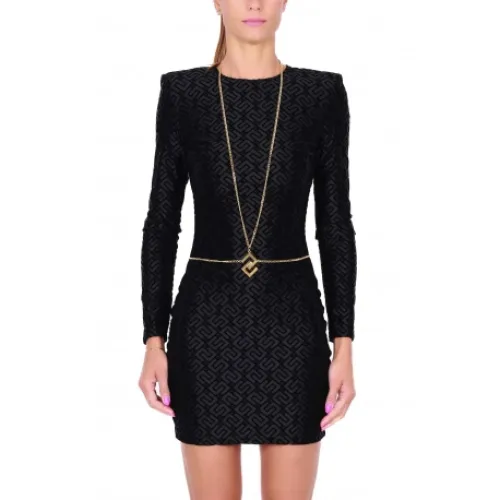 Elisabetta Franchi , Short Dress with Jewel Accessory, Black ,Black female, Sizes: