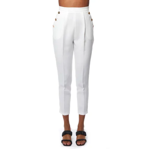 Elisabetta Franchi , Side Pocket Cigarette Trousers ,White female, Sizes:
