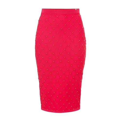 Elisabetta Franchi , Skirt with elastic band and studs ,Pink female, Sizes: