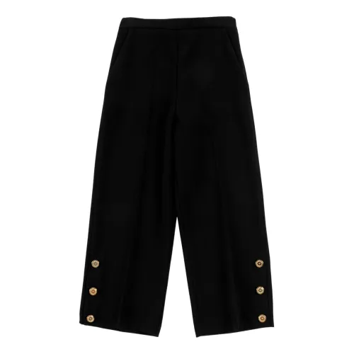 Elisabetta Franchi , Solid Color Casual Pants ,Black female, Sizes: