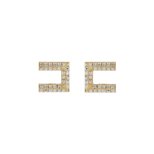 Elisabetta Franchi , Str Logo Earrings ,Yellow female, Sizes: ONE SIZE