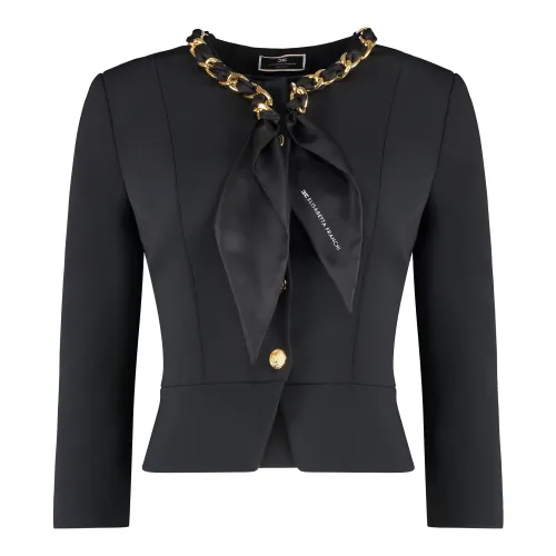 Elisabetta Franchi , Stretch crêpe jacket ,Black female, Sizes: