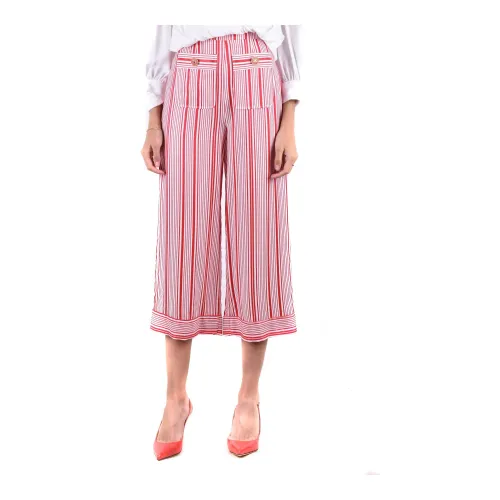 Elisabetta Franchi , Striped Wide Leg Pants ,Red female, Sizes: