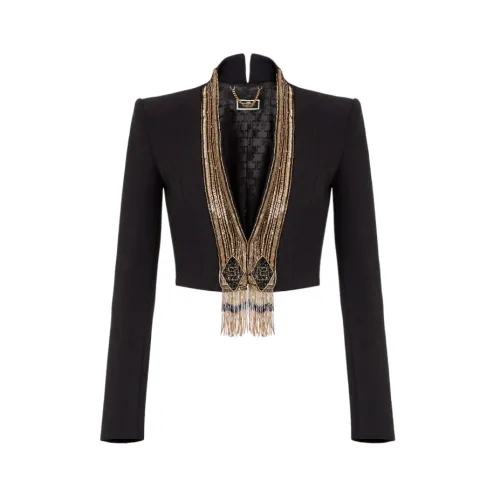 Elisabetta Franchi , Stylish Jacket ,Black female, Sizes: