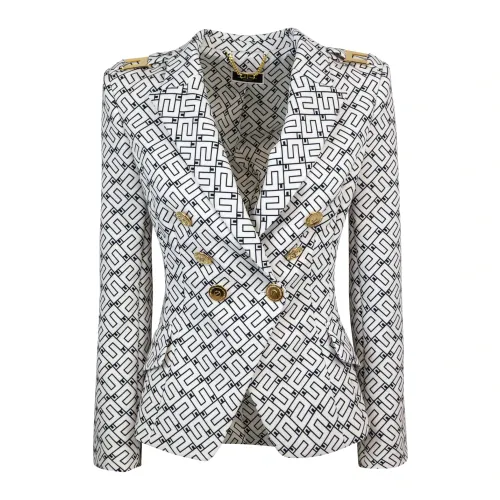 Elisabetta Franchi , Tailored Jacket with Asymmetric Front ,Multicolor female, Sizes: