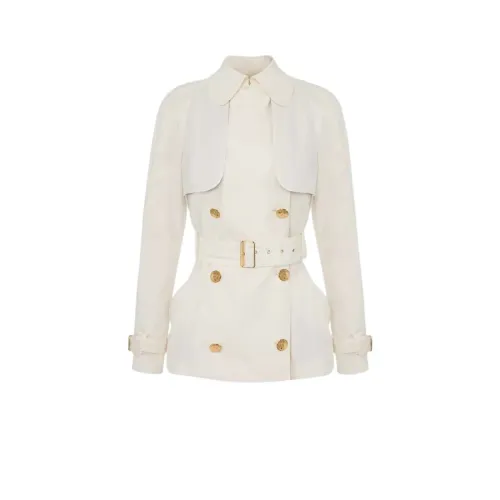 Elisabetta Franchi , White Belted Winter Coat ,White female, Sizes: