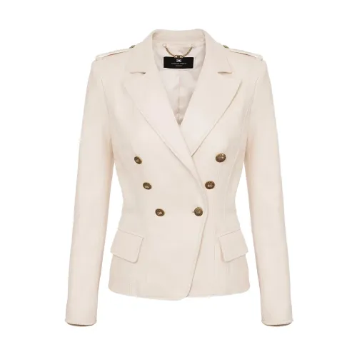 Elisabetta Franchi , White Leather Sport Jacket ,White female, Sizes: