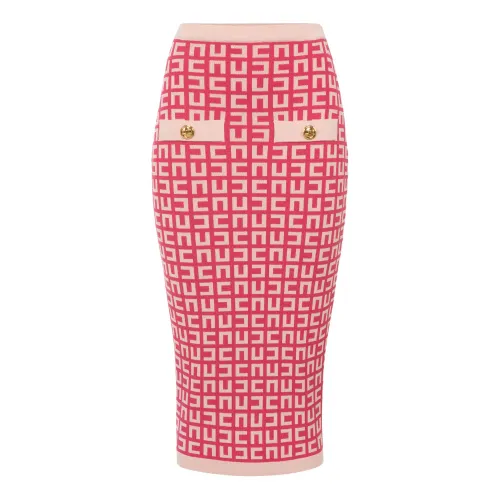 Elisabetta Franchi , Wide Waistband Pencil Skirt - Fuchsia ,Pink female, Sizes: