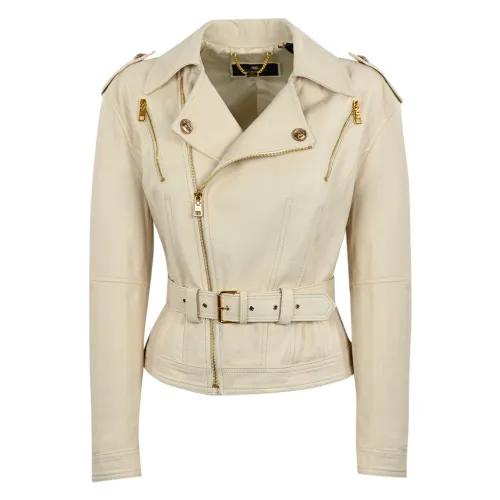 Elisabetta Franchi , Women Leather Jacket ,Beige female, Sizes: