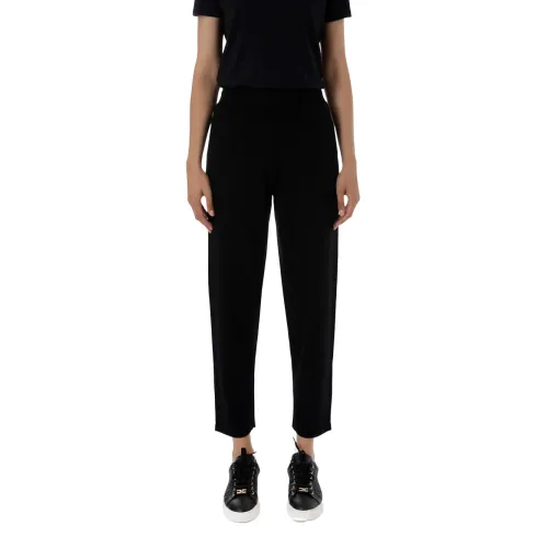 Elisabetta Franchi , Wool Blend Trousers with Elastic Waistband ,Black female, Sizes:
