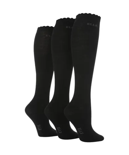 Elle - 3 Pairs Girls Over the Knee Socks for School in Black & White Cotton