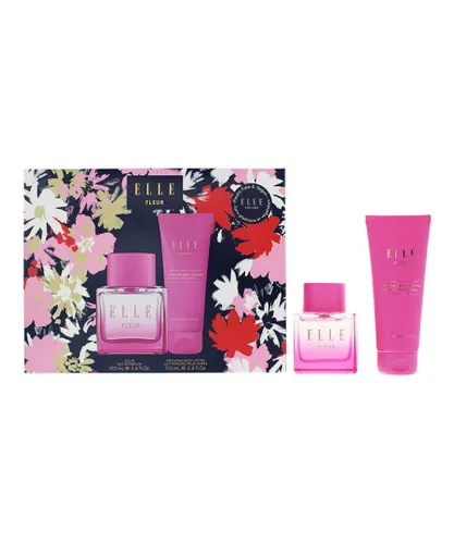 Elle Womens Fleur Eau De Parfum 100ml + Body Lotion Gift Set For Her - Apple - One Size