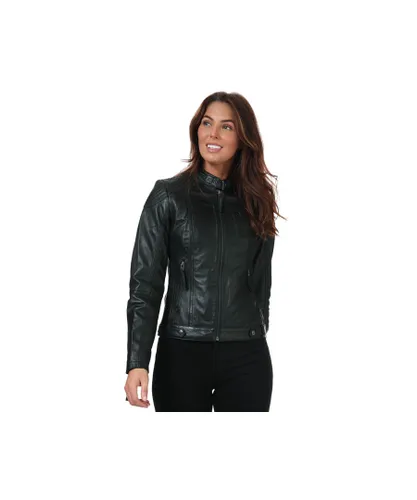 Elle Womenss Annette Leather Jacket in Black