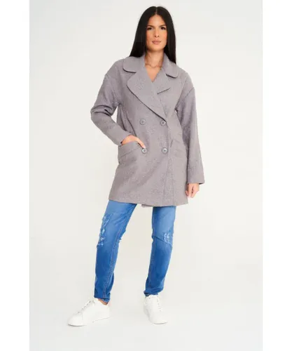 Elle Womenss Wool Reefer Jacket in Grey Wool (archived)
