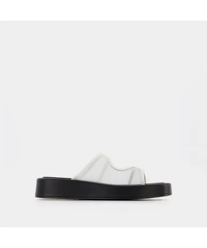 Elleme Womens Gemini Slides - - White/Black - Leather
