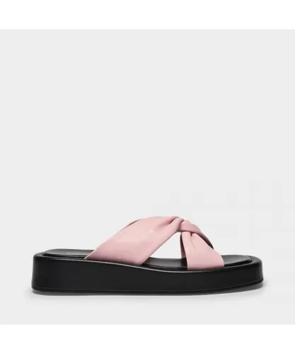 Elleme Womens Tresse Platform Sandals in Pink Leather