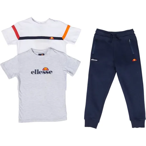 Ellesse Boys Carlo Logo Two Pack T-Shirts And Joggers Set Grey/Navy/White